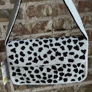 BRAND NEW!  Viral Black and White Polka Dot Beaded Bag, America & Beyond